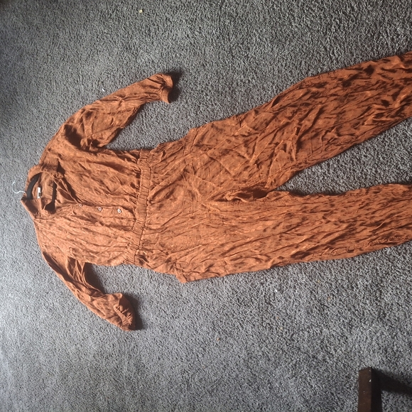 Vibrant Orange Jumpsuit with Silky Relaxed Fit - Picture 2 of 7